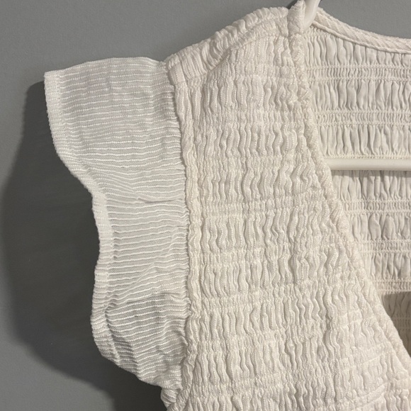 NWT Quince Organic Textured Cotton Smocked V-Neck Midi Dress Cottagecore - Picture 7 of 10